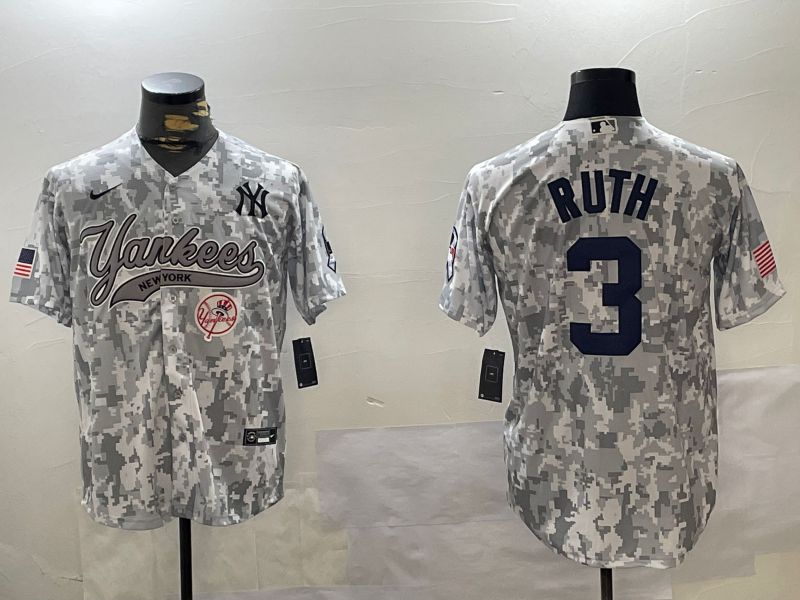 Men New York Yankees #3 Ruth Camo Joint Name 2024 Nike MLB Jersey style 3